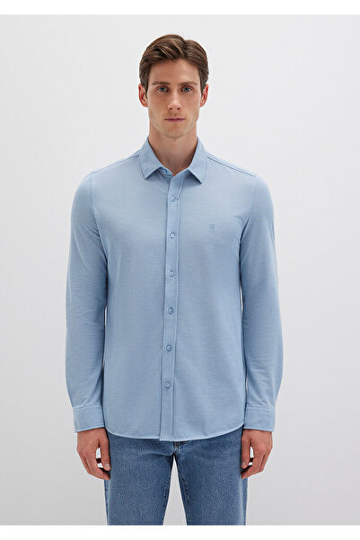 Mavi Örme Gömlek Fitted / Vücuda Oturan Kesim 0210294-70730