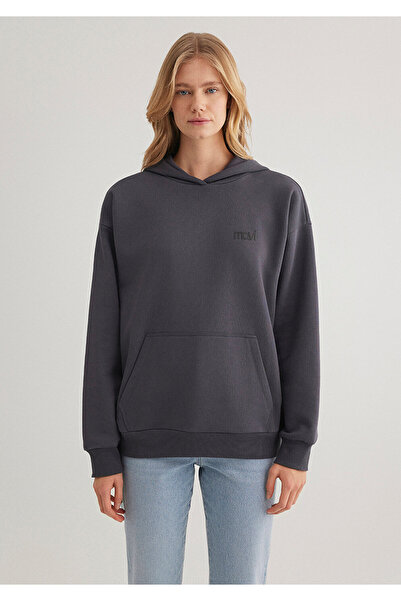 Mavi Logo Printed Hooded Anthracite Sweatshirt 1S10243-80932
