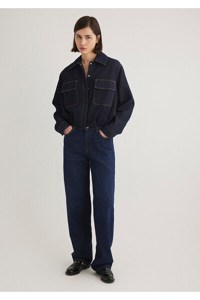 Mavi Indigo Crop Ceket Loose Fit / Bol Rahat Kesim 1110677-85481