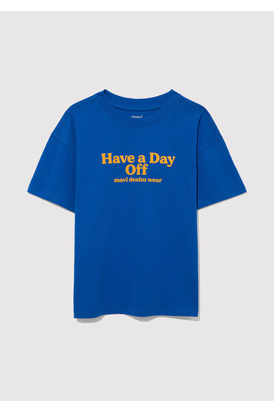 Mavi Tricou albastru imprimat oversize / cu croiala larga 6610277 -82491