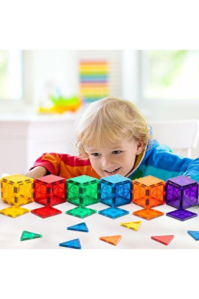Magly مكعبات بناء مغناطيسية من جيميك - مجموعة لعب مغناطيسية ثلاثية الأبعاد ملونة للأطفال، مكونة من 34 قطعة