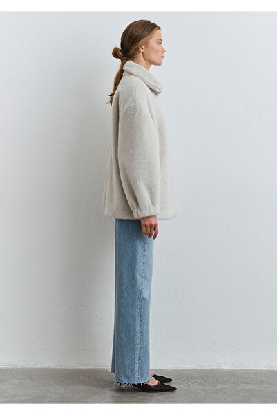 Mavi Açık Gri Peluş Ceket Oversize / Geniş Kesim 1110597-70037