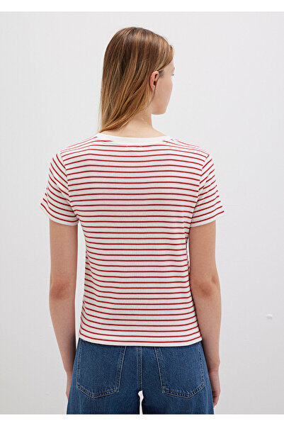 Mavi Crew Neck Striped Red T-Shirt Slim Fit / Slim Fit 1612881 -86680