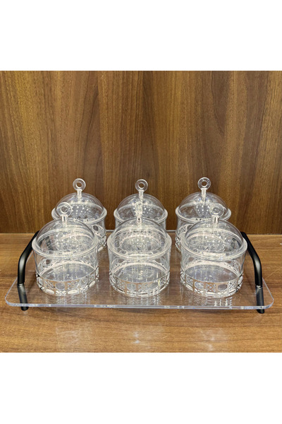 ALQANNAS A 6-compartment nut and candy holder made of high-quality, break-resistant acrylic.
