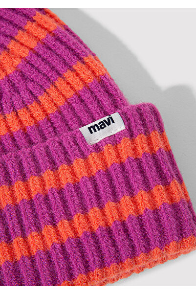 Mavi Orange gestreifte lila Baskenmütze 1912804 -28396