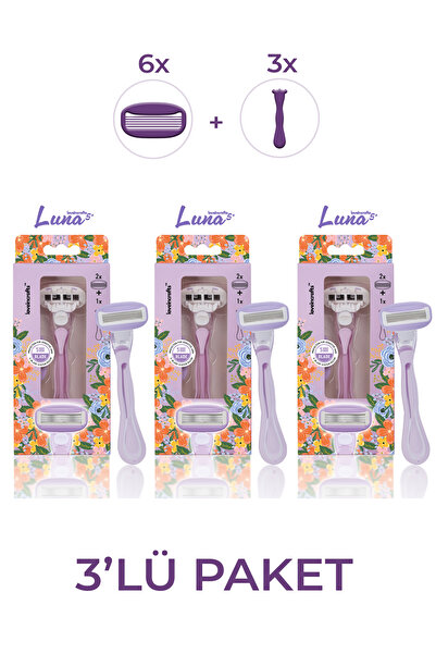 loveincrafts 3-Pack Luna 5-Blade Women's Razor with 6 Replacement Razor Blade...