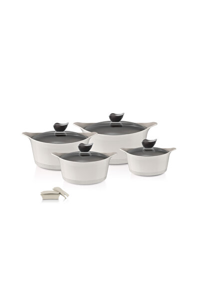 NEOFLAM Eni Ceramic Cookware Set, Made up of 8 Piece Beige. / 121208