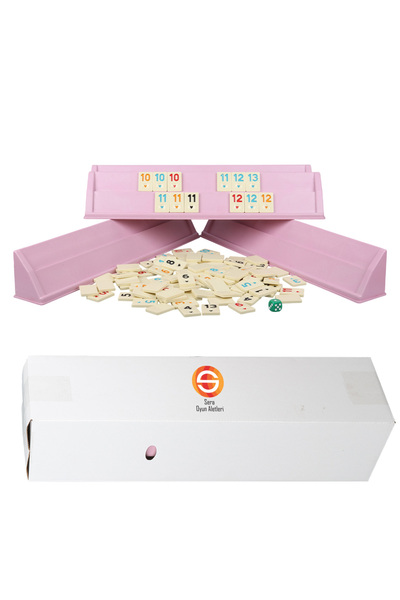 Sera Oyun Aletleri Özel Pembe Renkli Büyük Boy Plastik Okey Takımı ( Melamin Taşlı )