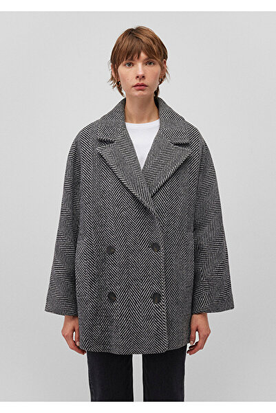 Mavi Gri Kaşe Kaban Oversize / Geniş Kesim 1110539-88090