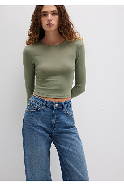 Mavi Μακρυμάνικο Χακί Μπλουζάκι Crop Basic / Κοντό κόψιμο 1612822-71818