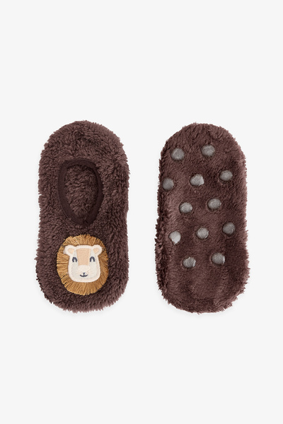 Penti Brown Boy's Lion Non-Slip Sole Home Slippers