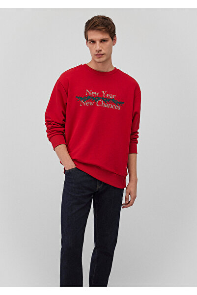 Mavi Rotes Sweatshirt mit Neujahrsmotiv 0s10297-86417