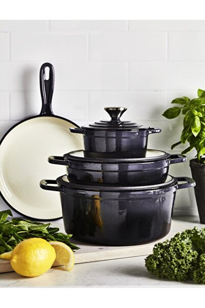 Carl Schmidt Sohn Enameled cast iron pot and pan set Xanten, 067465, 7 pieces, gray