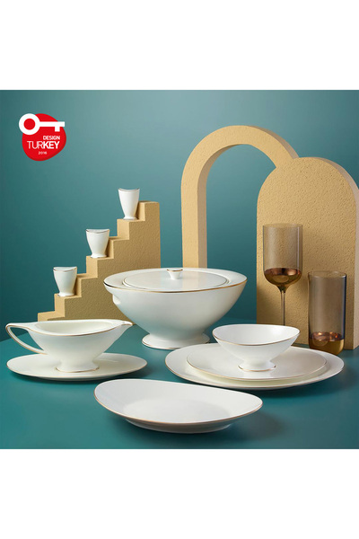Jumbo Moon Gold 64 Parça 12 Kişilik Yemek Takımı