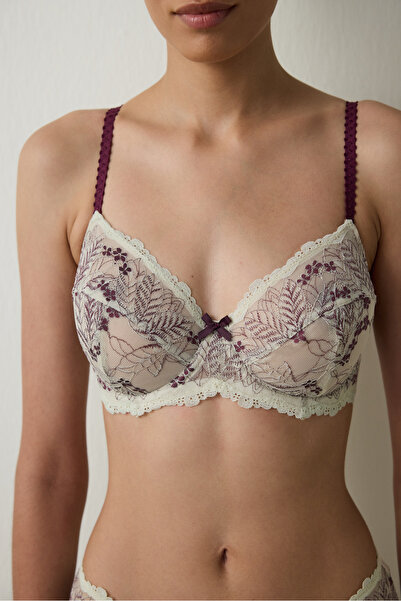 Penti Beige Curvy Broderie Underwire Gathered Unpadded Bra