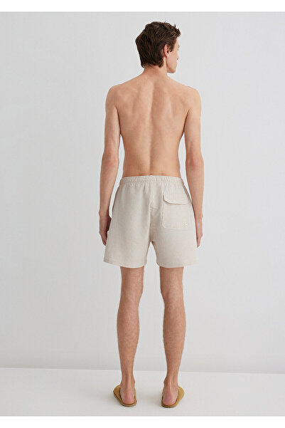 Mavi Gofre Kumaş Bej Kısa Deniz Şortu 0910235-70141