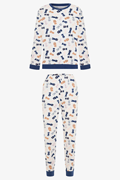 Penti Light Pink Pajama Time Crew Neck Cotton Long Sleeve Pajama Set