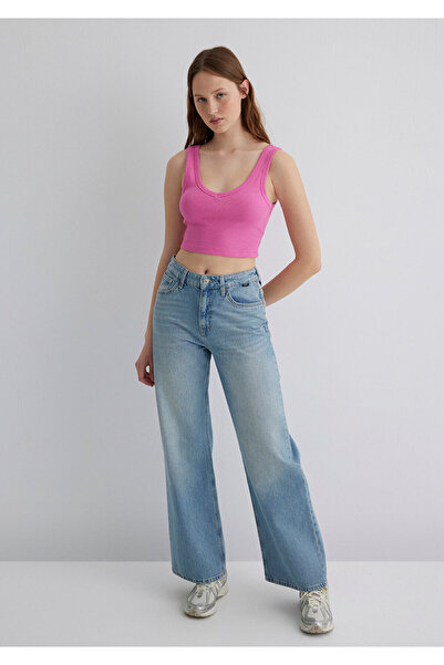 Mavi Pink V-Neck Crop Tank Top - Short Cut1612375-70572