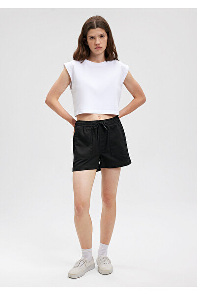 Mavi Beli Bağcıklı Siyah Şort 1410141-900