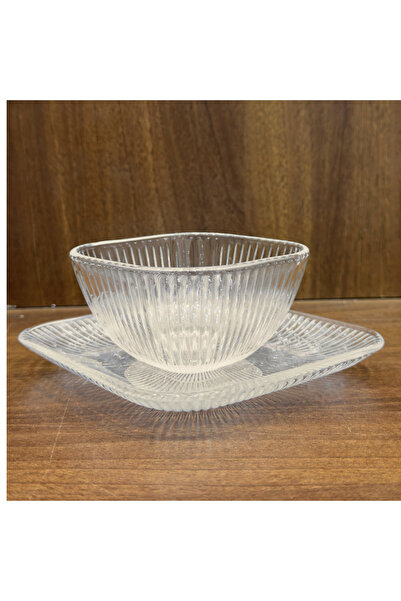 ALQANNAS 12-piece Glass Dessert Serving Set | Flat Dessert Plates and Elegant Deep Yogurt Bowls