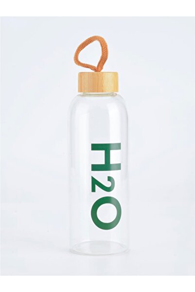 AYEM HOME H2O Printed Glass Flask with Bamboo Lid and Case 800ml