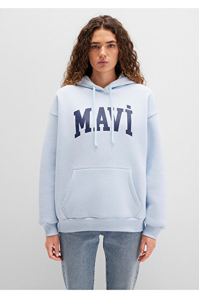 Mavi Logo Baskılı Kapüşonlu Sweatshirt 1600361-70717