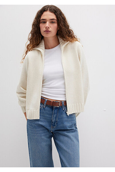 Mavi Ecru Regular Fit Wool Blended Cardigan - Zippered 1710482 -70057