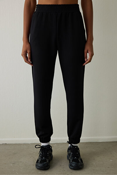 Penti Μαύρο Silky Feel Normal Waist Jogger Sweatpants