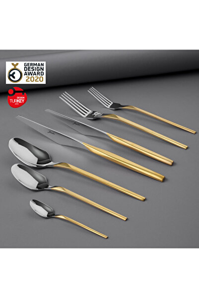 Jumbo 5100 Quartz Matte Gold 12-Person 84-Piece Cutlery Set