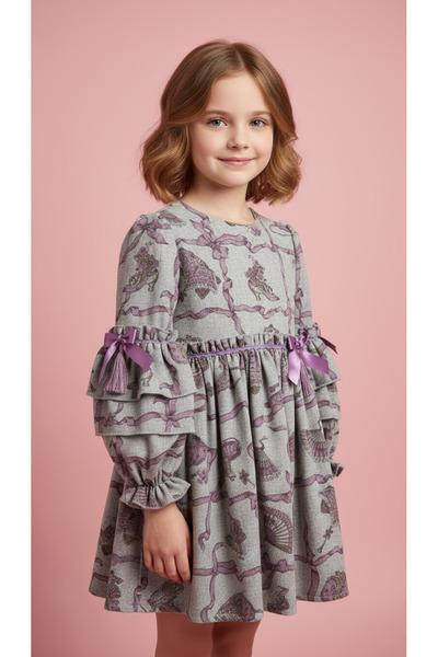 Polin Patterned Girl's Casual Dress