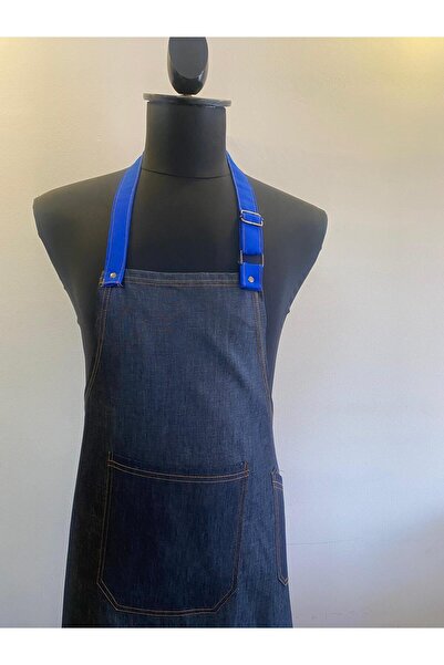 MARTEN Cafe Garson Denim Adjustable Grey Paddled Apron with Bib