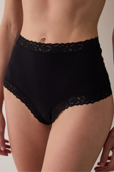 Penti Siyah Comfy Pamuklu Yüksek Bel Slip Külot