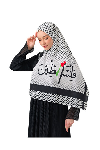 Zaytoon Σάλι Kefiye Puşi Παλαιστινιακό Αραβικό χωρίς φούντες, Παλαιστινιακό Σάλι με τυπωμένο χάρτη με σημαία S100007