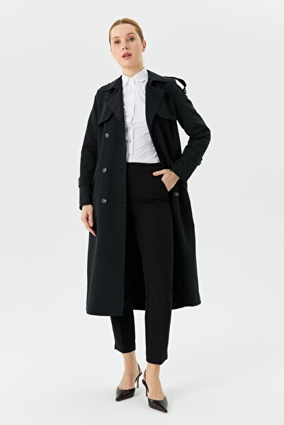 Günay Karaca Çift Düğme Mevsimlik Kadın Spor Trençkot İçi Astarlı 20242