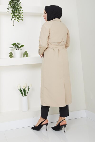 Günay Karaca Winter Women's Trench Coat - Hijab, Fur Lined, Seasonal 20245