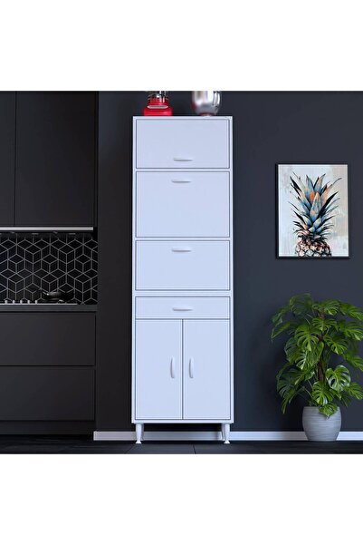 Modilayn ENNET: 60x194.6x48 cm. Ekmeklikli Kiler Dolabı. 1 Çekmece, 5 Kapaklı...