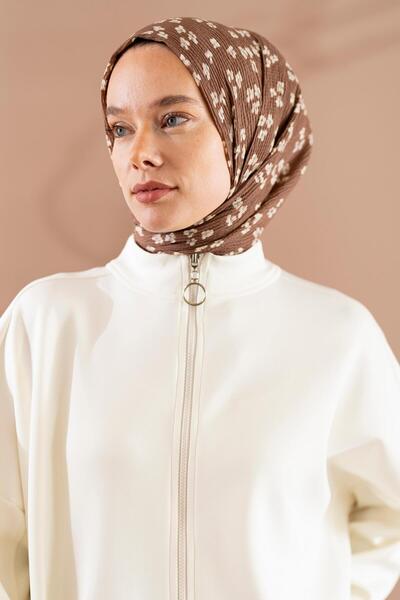 JAWEL Kadın Çiçek Desenli Kırışmaz Bürümcük Şal 190*80 Cm