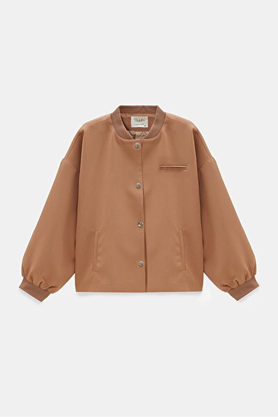 Saade Jachetă bomber cu buzunar cu nervuri, guler cămilă