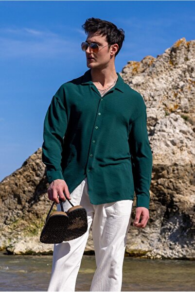 COMBİNE MİCHAİL Cămașă de vară Nefti pentru bărbați, cu textura confortabilă