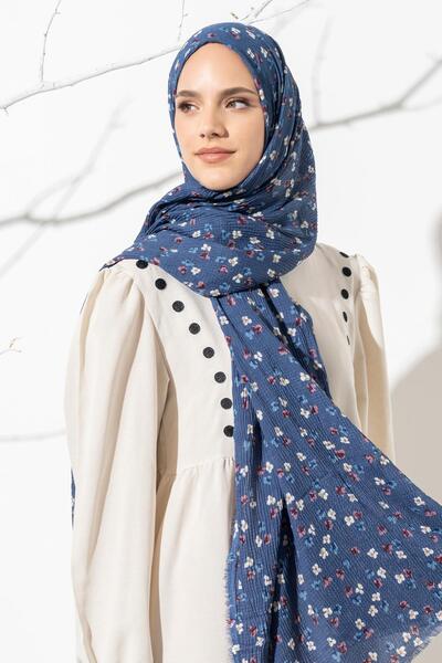 JAWEL Kadın Çiçek Desenli Kırışmaz Bürümcük Şal 190*80 Cm