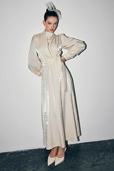 Hooopstore Φόρεμα με γυαλιστερή υφή - Μπεζ