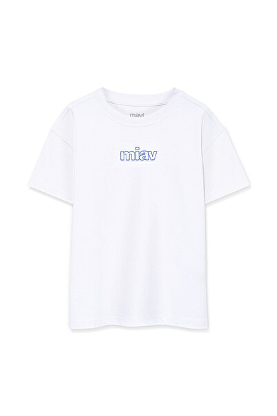 Mavi Miav εμπριμέ λευκό μπλουζάκι Oversize Loose Fit / Loose Relaxed Fit7610158-620