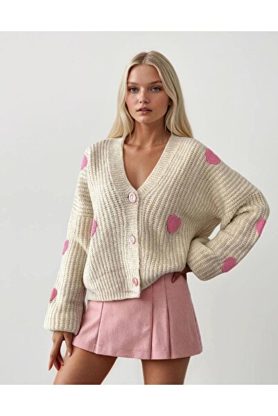Oyer Moda Жіночий кардиган з серцевим візерунком