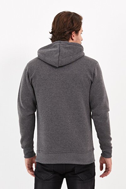 COMBİNE MİCHAİL Hooded Anthracite Kangaroo Pocket Sweatshirt - 1205