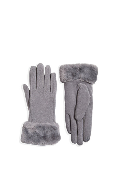 Mavi Gray Gloves with Faux Fur Detail 1911768 -27063