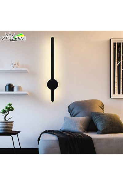 ZTWLEED LED wall lamp 11W, 3000K-4000K-6000K, black, 40x10cm, modern design, for bedroom, living room, b