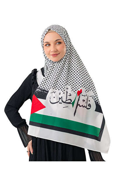 Zaytoon Σάλι Παλαιστίνια Αραβικά χωρίς φούντες, Χάρτης με σημαία και στάμπα με σημαία Παλαιστίνια S100006