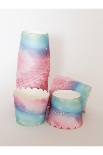 parti pera Renkli Kek Kapsülü Cupcake Kalıbı 15 Adet