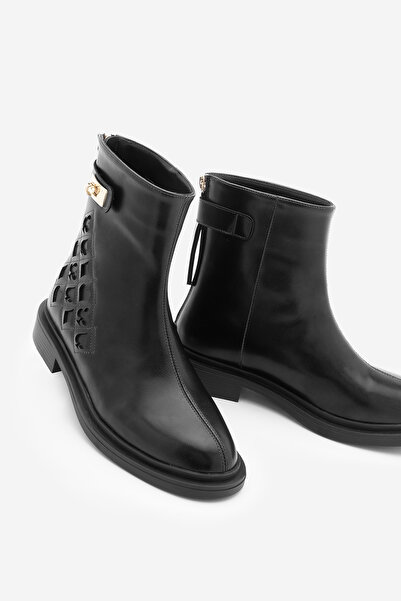 Marjin Kadın Tokalı Arkadan Fermuarlı Günlük Bot Himpa Siyah