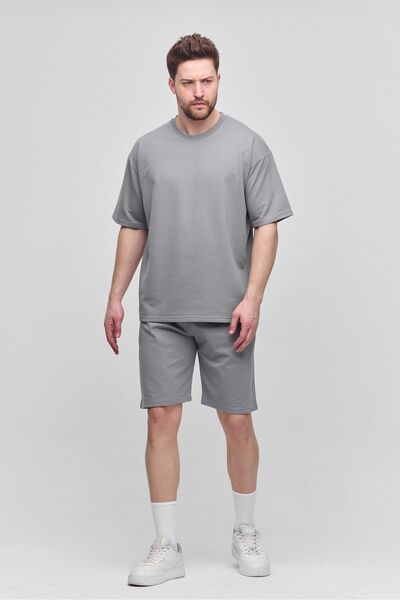 COMBİNE MİCHAİL Мъжки комплект от 2 части, свободна кройка, удобен, с десен, без повдигане, сив анцуг